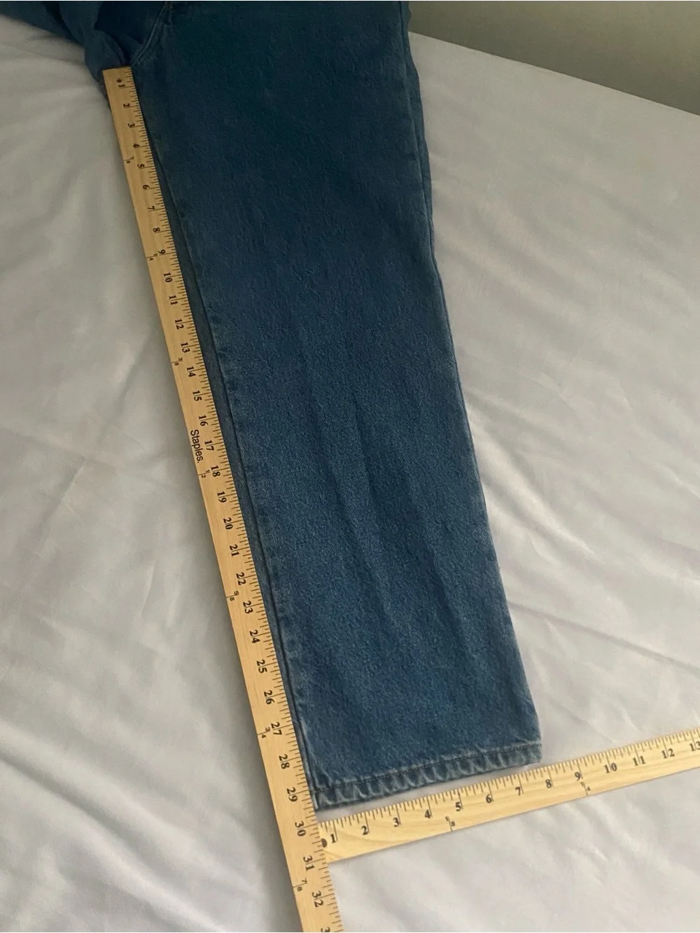 LL Bean Flannel Lined Jeans Mens 33x30 Classic Fit Blue Denim Plaid ID 100220